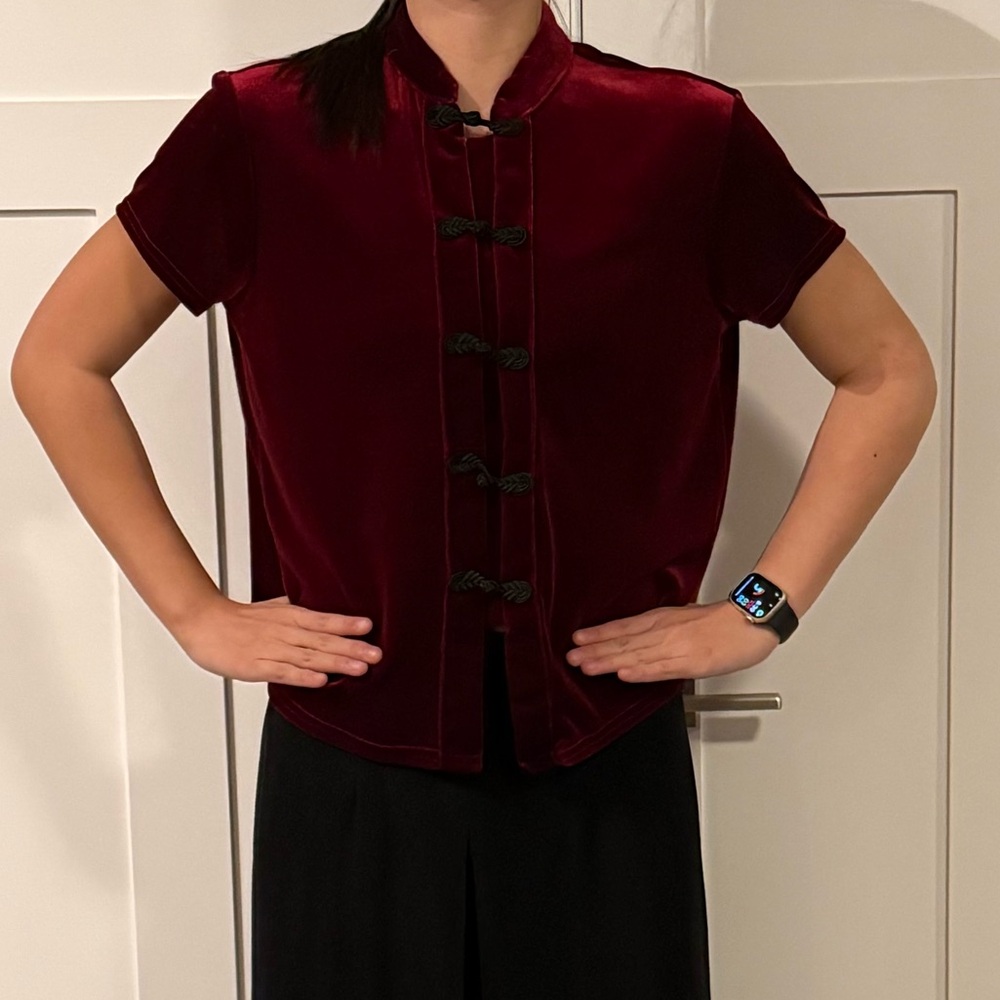 Vintage Clio Women's Velvet Blouse - Deep Burgundy
